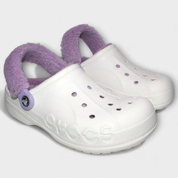 Crocs Unisex Baya lined fuzz strap clog white/lavender US Women's 8/Men's 6 - Picture 3 of 11